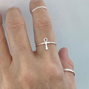 Sterling Silver High Polish Small Ankh Ring, Cross Rings, Religious Ring